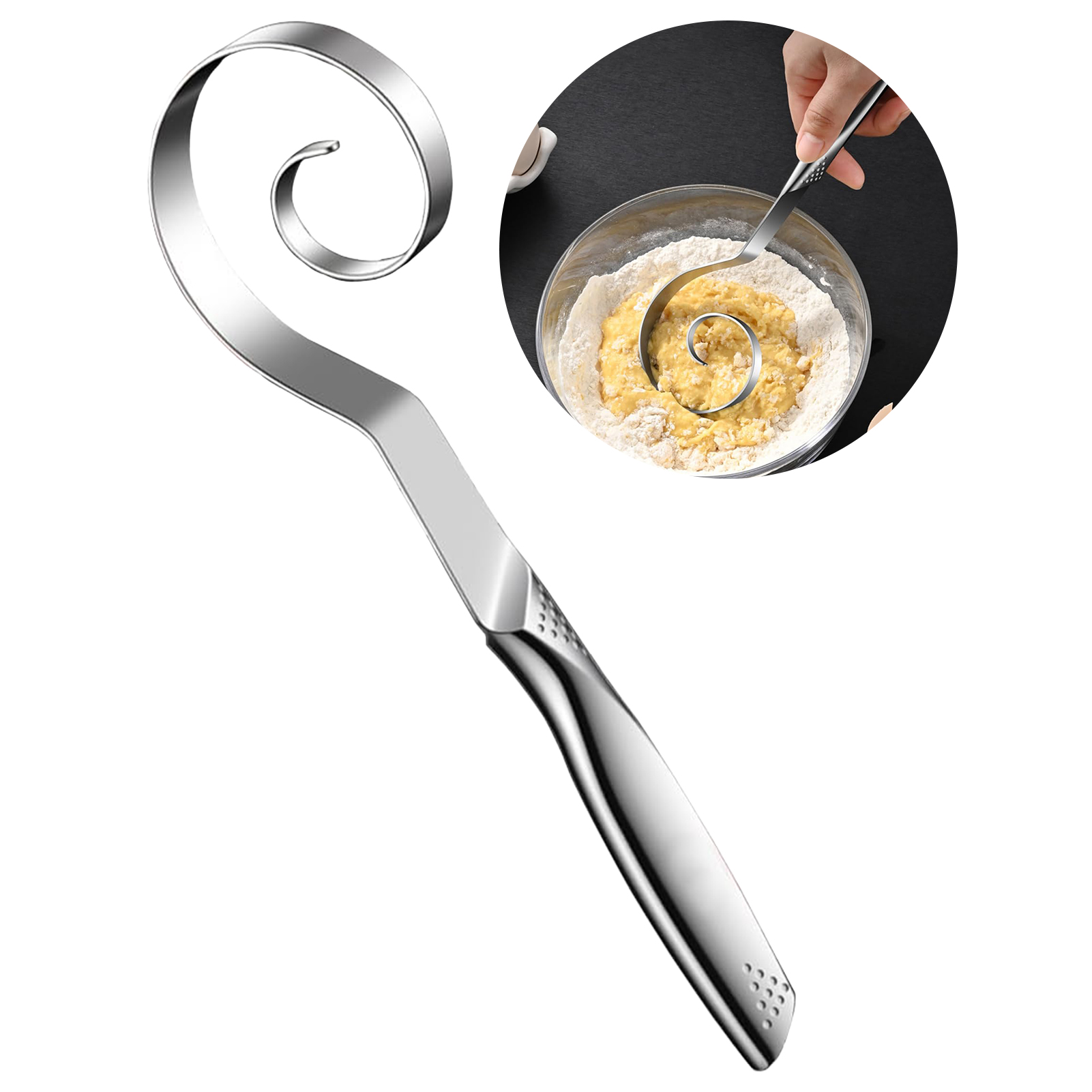Danish Pancake Pan - Draagbare naadloze deegklopper Metalen deegklopper Menggereedschap